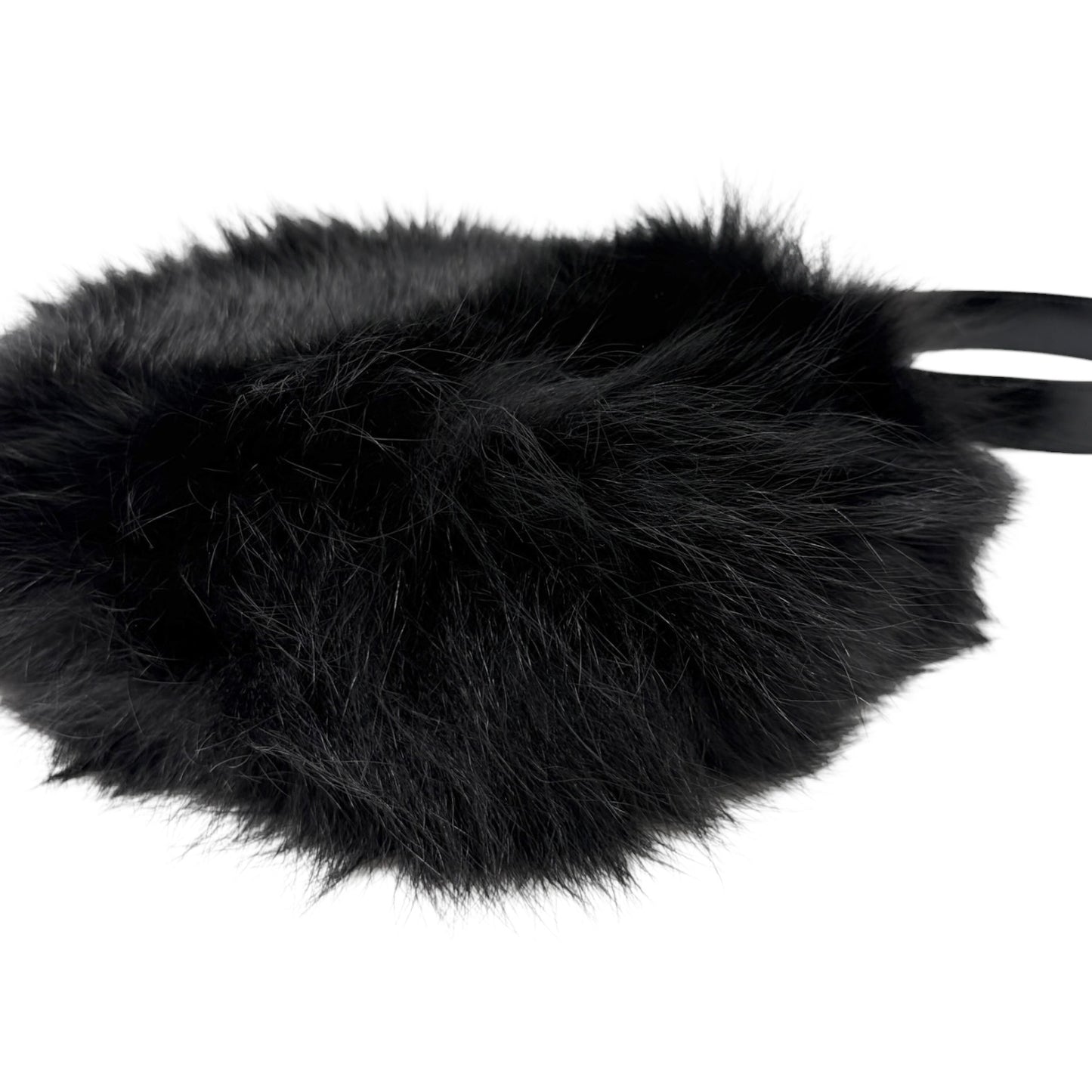 [Exclusive] GUCCI Vintage Mink Fur Mini Bag Pochette Black Silver Satin 800204