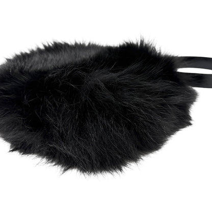 [Exclusive] GUCCI Vintage Mink Fur Mini Bag Pochette Black Silver Satin 800204