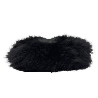 [Exclusive] GUCCI Vintage Mink Fur Mini Bag Pochette Black Silver Satin 800204