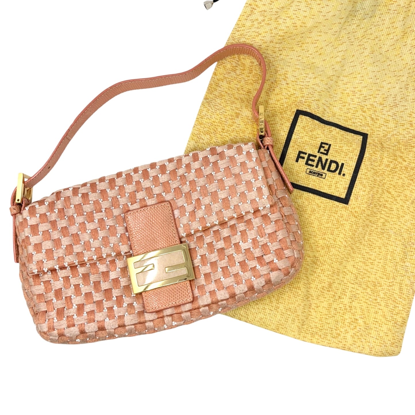 [Exclusive] FENDI Vintage FF Mamma Baguette Braided Beads Bag Orange 800298