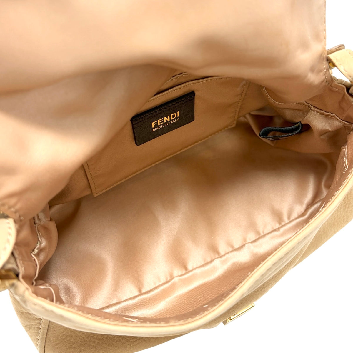 [Exclusive] FENDI Vintage FF Mamma Baguette Glitter Bag Leather Beige 800111