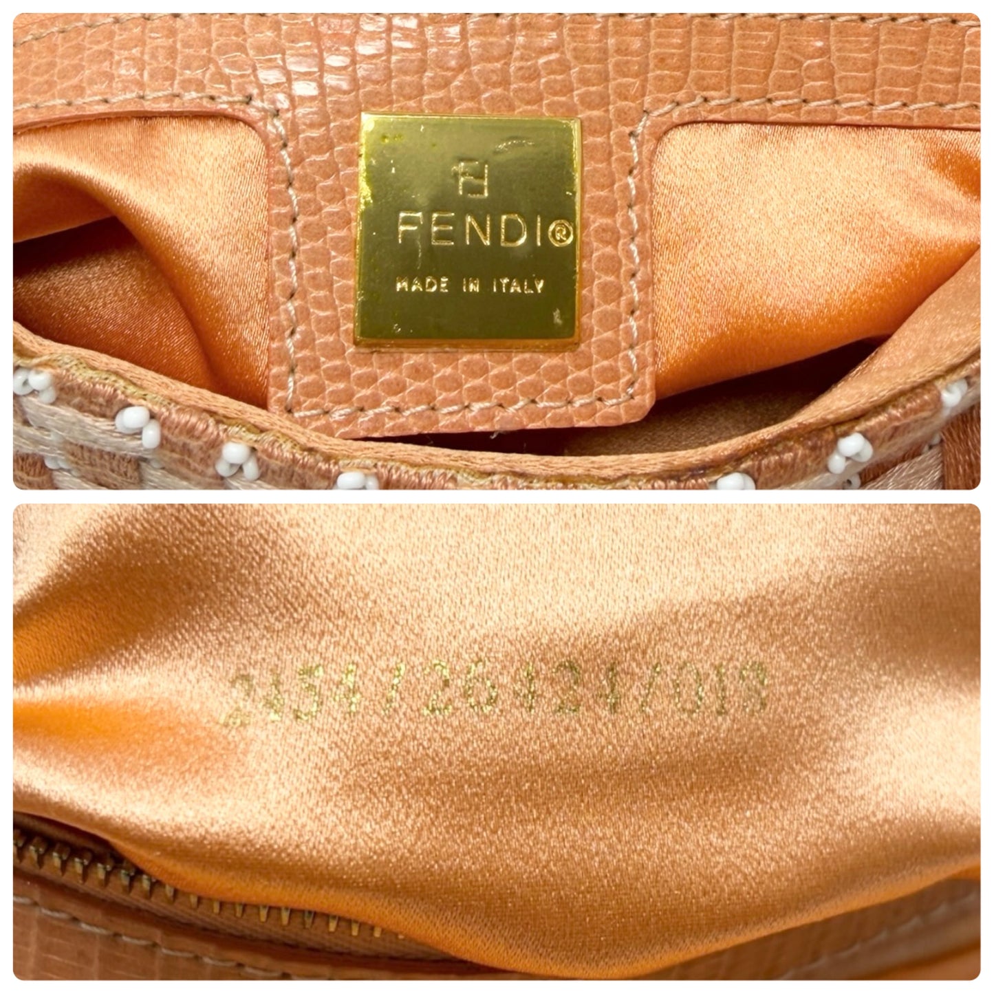 [Exclusive] FENDI Vintage FF Mamma Baguette Braided Beads Bag Orange 800298