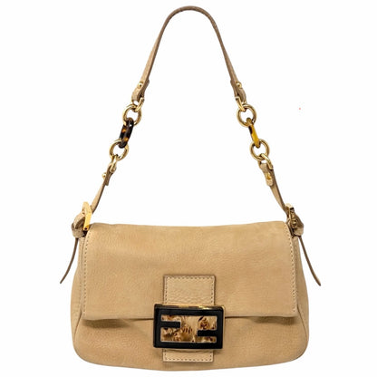 [Exclusive] FENDI Vintage FF Mamma Baguette Glitter Bag Leather Beige 800111