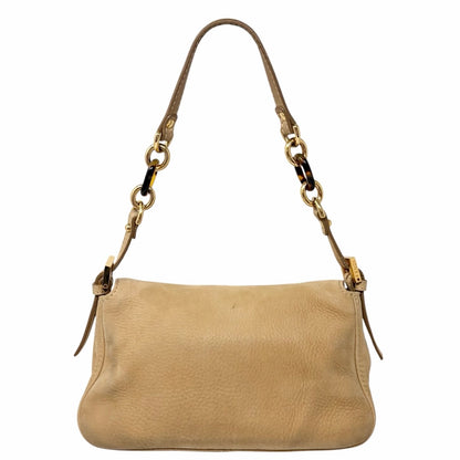 [Exclusive] FENDI Vintage FF Mamma Baguette Glitter Bag Leather Beige 800111