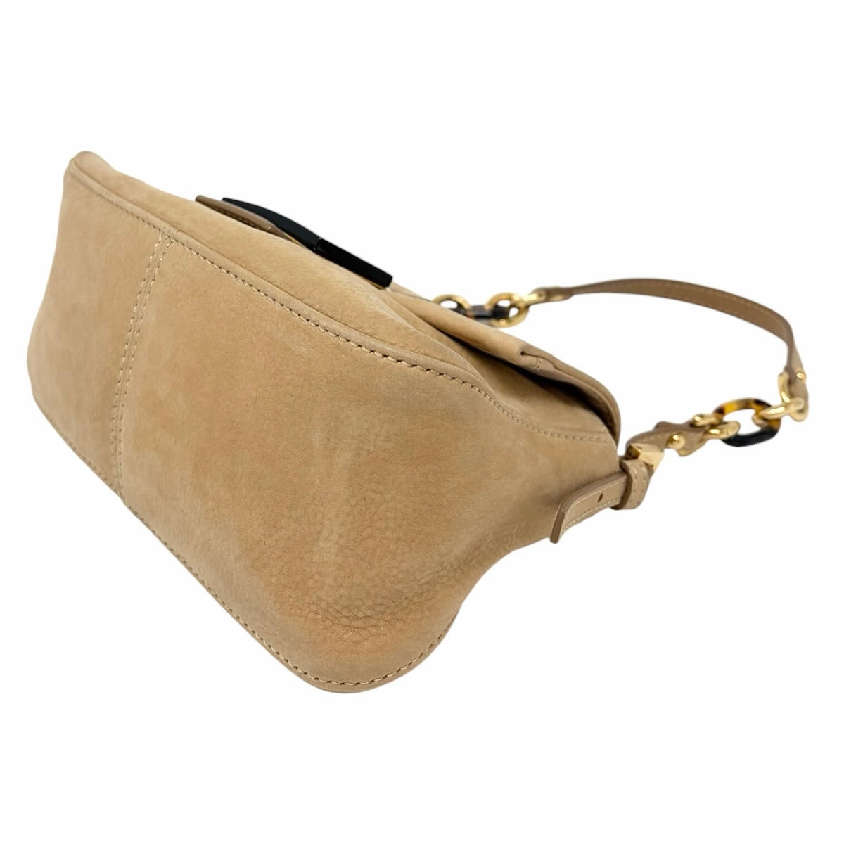 [Exclusive] FENDI Vintage FF Mamma Baguette Glitter Bag Leather Beige 800111