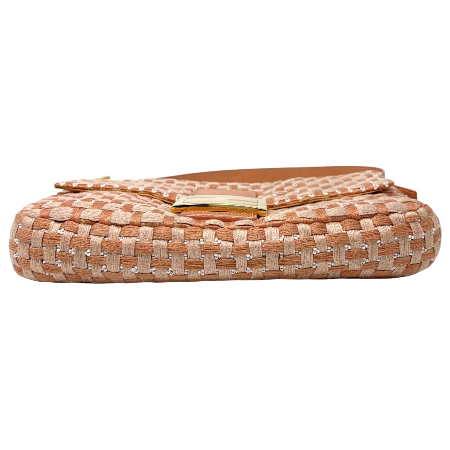 [Exclusive] FENDI Vintage FF Mamma Baguette Braided Beads Bag Orange 800298