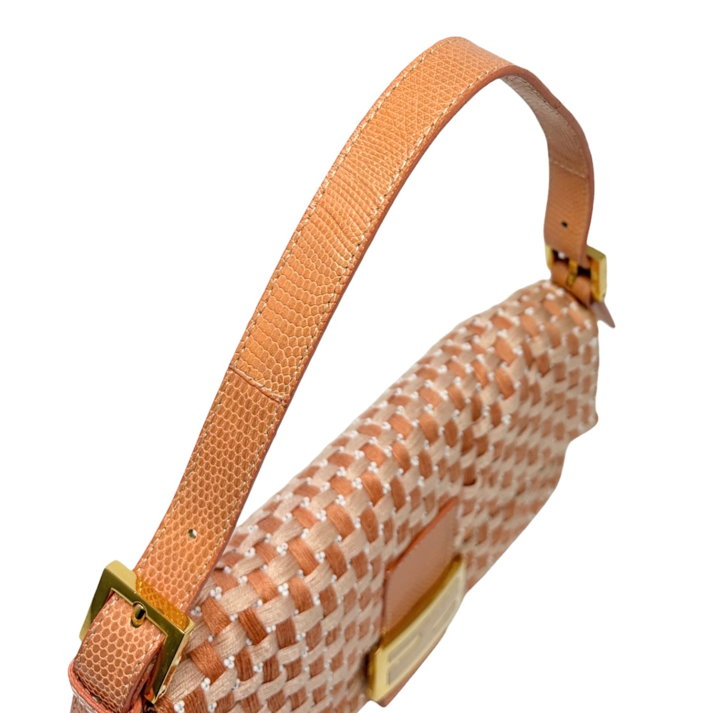 [Exclusive] FENDI Vintage FF Mamma Baguette Braided Beads Bag Orange 800298
