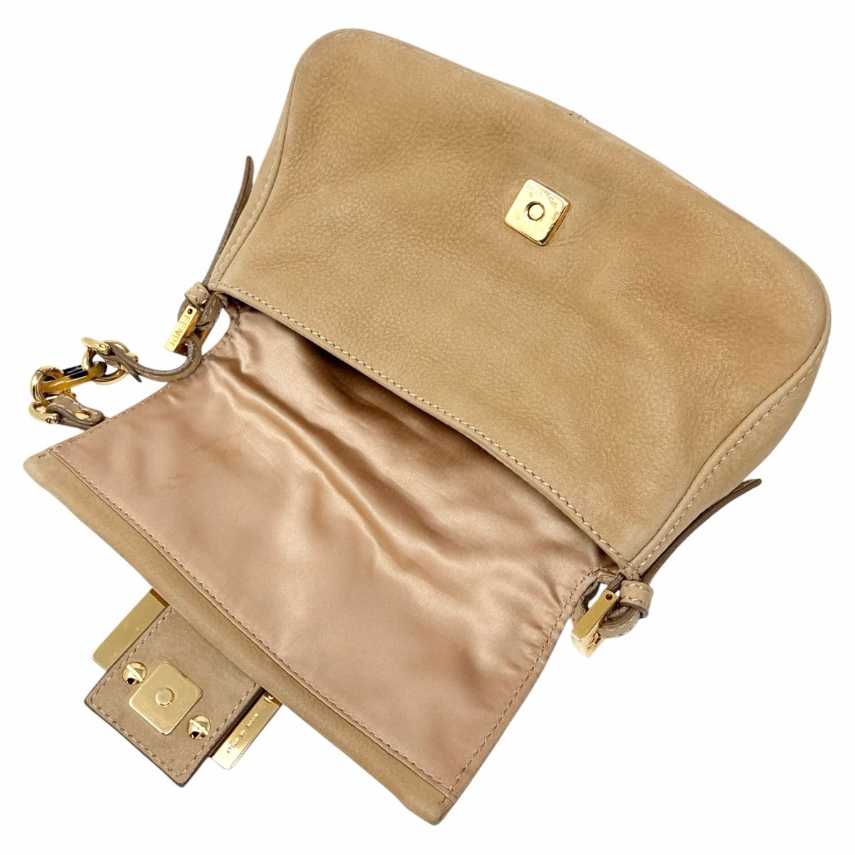 [Exclusive] FENDI Vintage FF Mamma Baguette Glitter Bag Leather Beige 800111