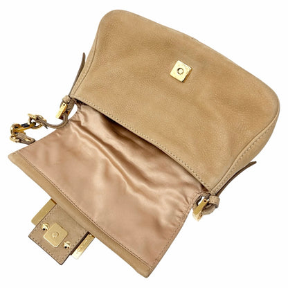 [Exclusive] FENDI Vintage FF Mamma Baguette Glitter Bag Leather Beige 800111