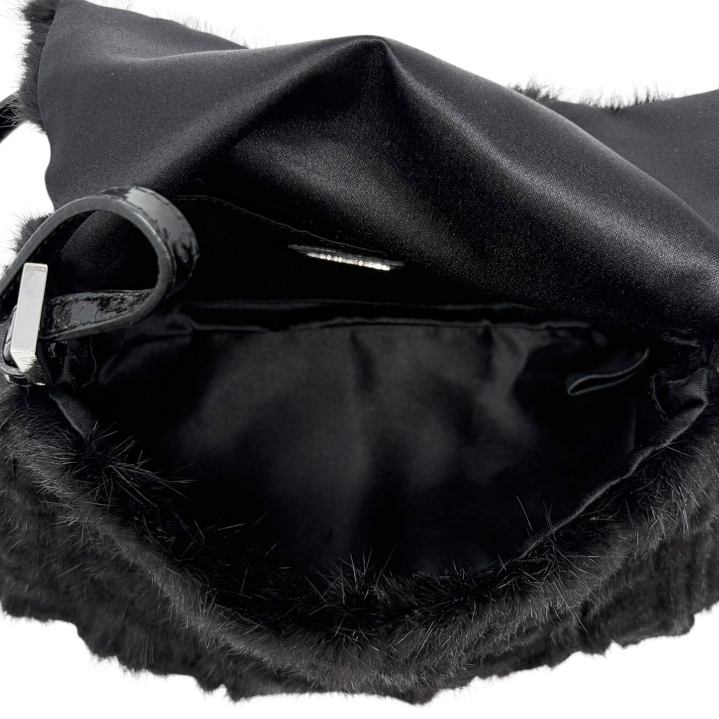 [Exclusive] FENDI Vintage Zucca Monogram Fur Mamma Baguette Bag Black 800296