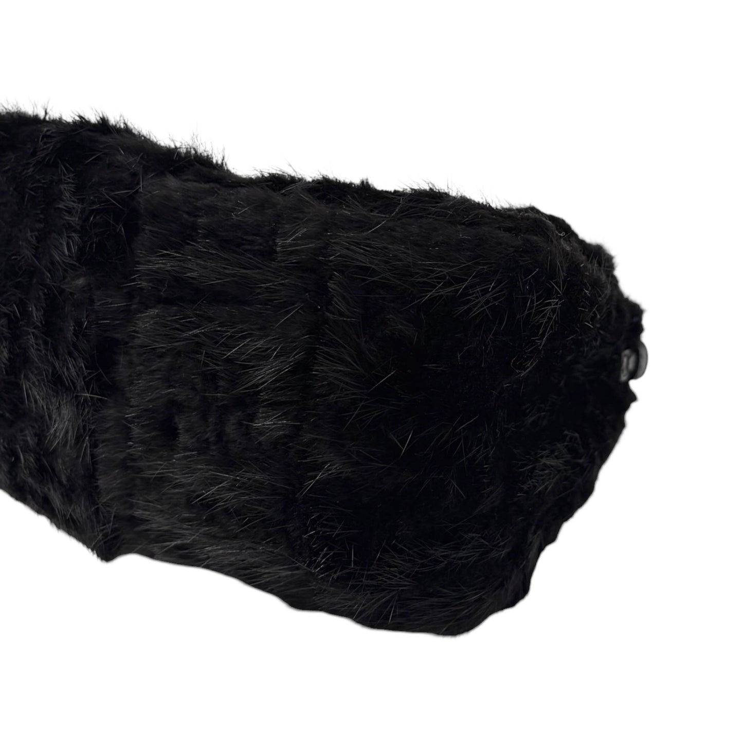 [Exclusive] FENDI Vintage Zucca Monogram Fur Mamma Baguette Bag Black 800296