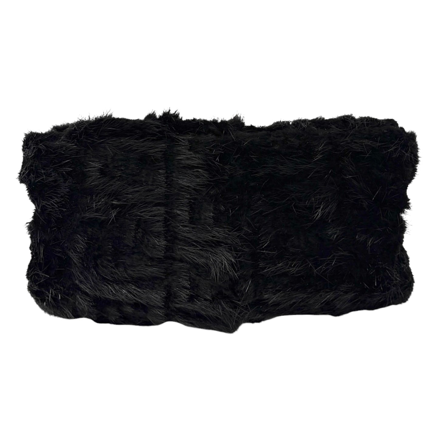 [Exclusive] FENDI Vintage Zucca Monogram Fur Mamma Baguette Bag Black 800296