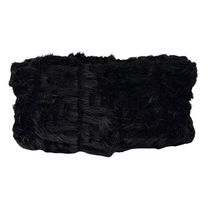 [Exclusive] FENDI Vintage Zucca Monogram Fur Mamma Baguette Bag Black 800296