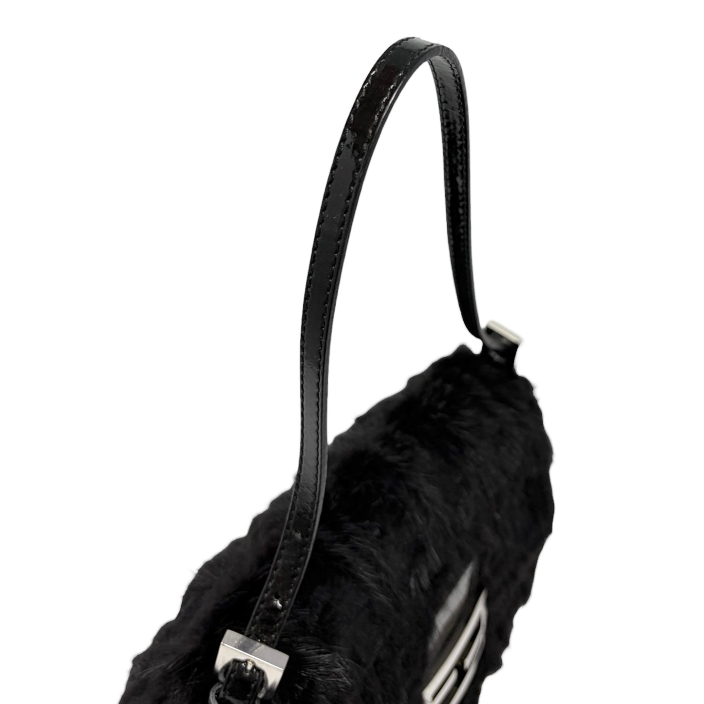 [Exclusive] FENDI Vintage Zucca Monogram Fur Mamma Baguette Bag Black 800296