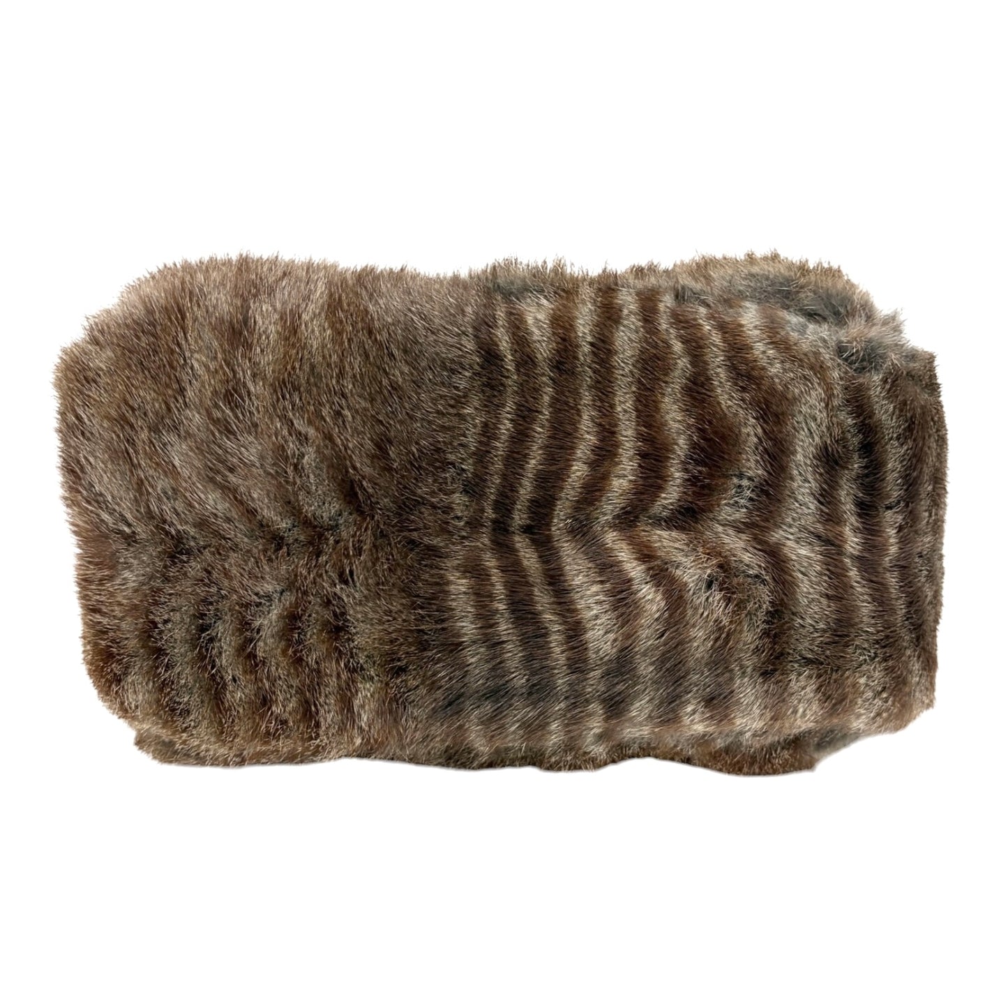 [Exclusive] FENDI Vintage FF Mamma Baguette Fur Bag Brown Silver Leather 800201