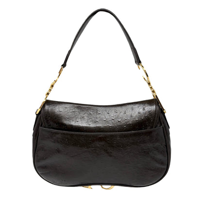 [Exclusive] Christian Dior Vintage CD Double Saddle Bag Brown Leather 800802