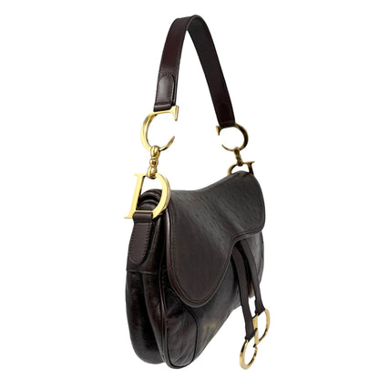[Exclusive] Christian Dior Vintage CD Double Saddle Bag Brown Leather 800802
