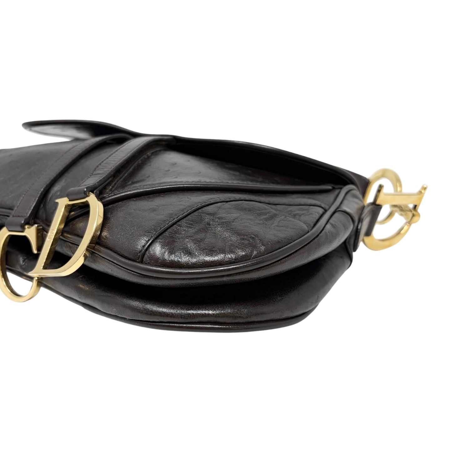 [Exclusive] Christian Dior Vintage CD Double Saddle Bag Brown Leather 800802