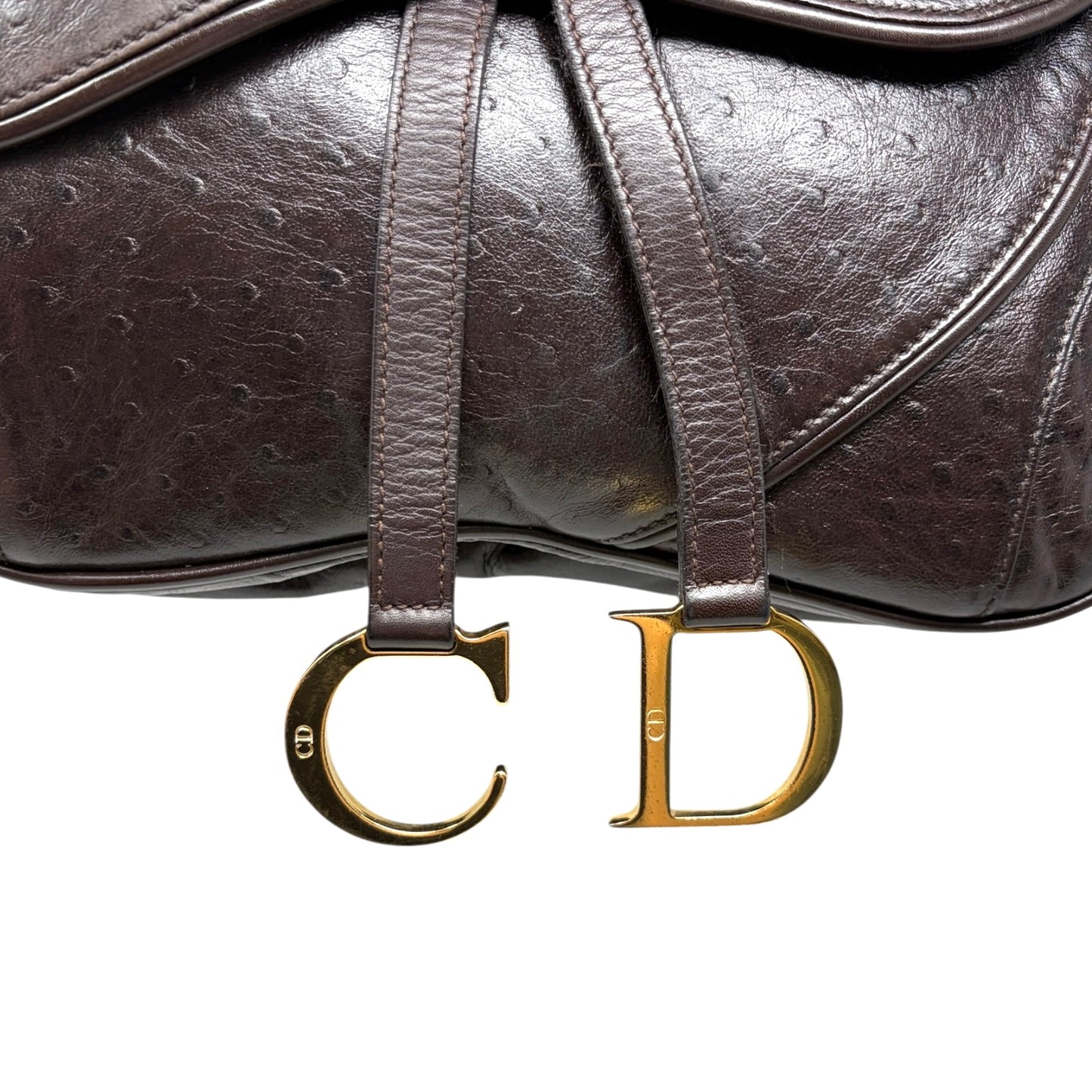 [Exclusive] Christian Dior Vintage CD Double Saddle Bag Brown Leather 800802