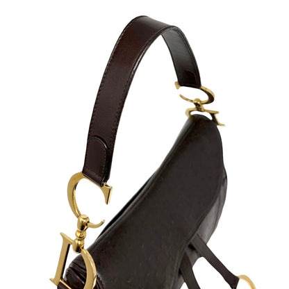 [Exclusive] Christian Dior Vintage CD Double Saddle Bag Brown Leather 800802