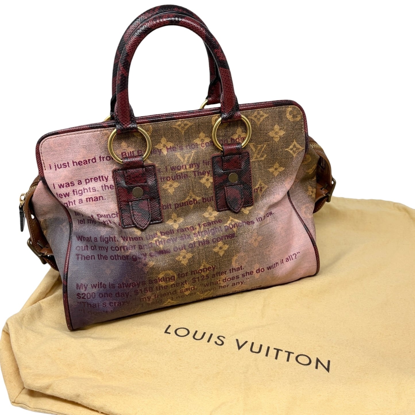 LOUIS VUITTON Vintage Monogram Joke Aquarelle Tote Bag Brown Leather 800202