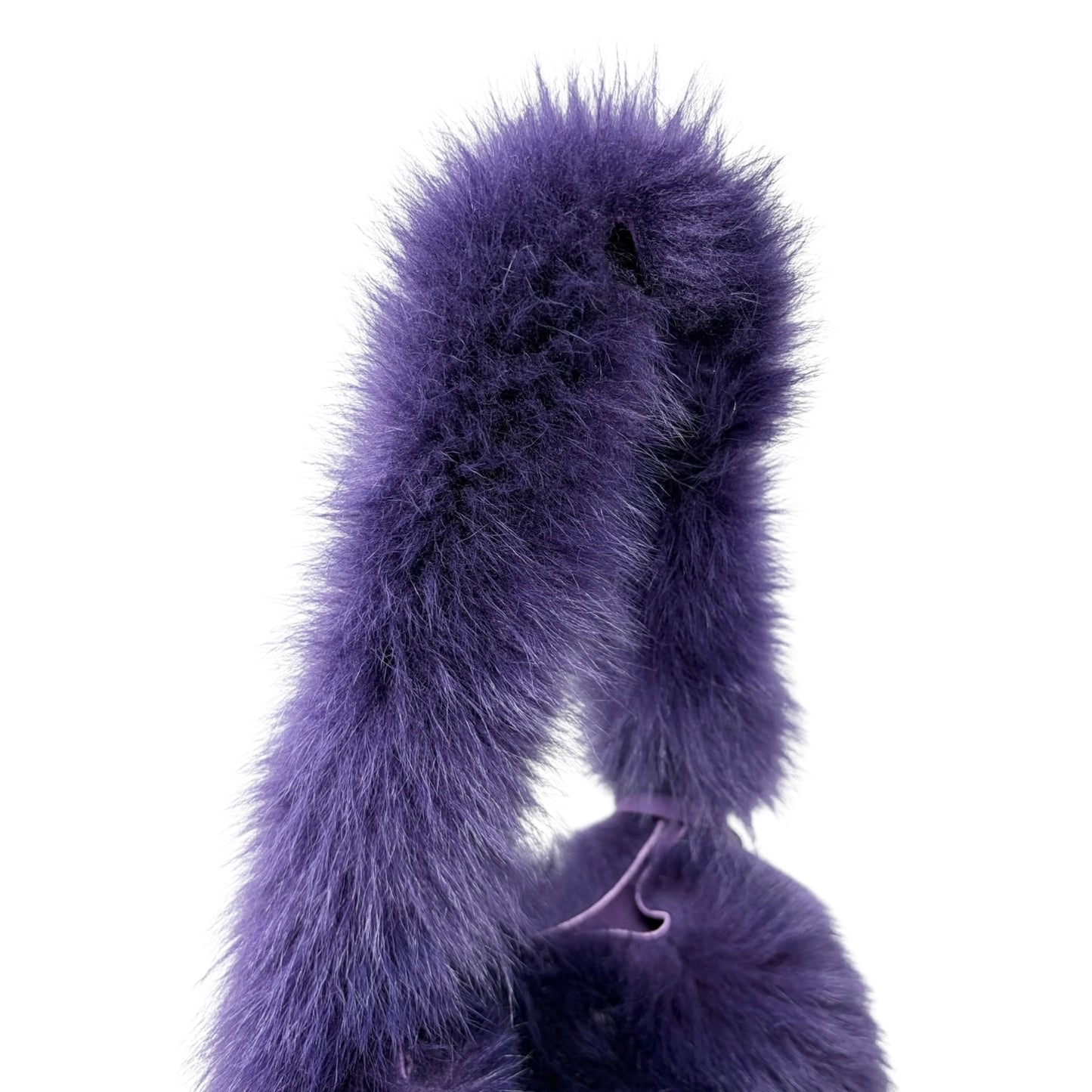 [Exclusive] miu miu Vintage Fur Charm Bag Pouch Set Purple Gold Logo 800300