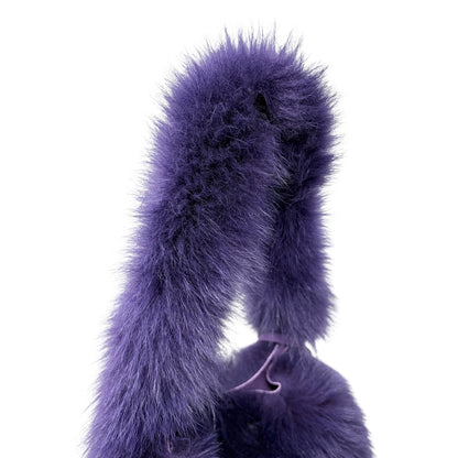 [Exclusive] miu miu Vintage Fur Charm Bag Pouch Set Purple Gold Logo 800300