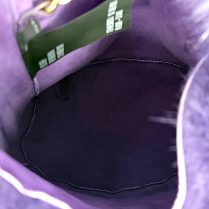 [Exclusive] miu miu Vintage Fur Charm Bag Pouch Set Purple Gold Logo 800300