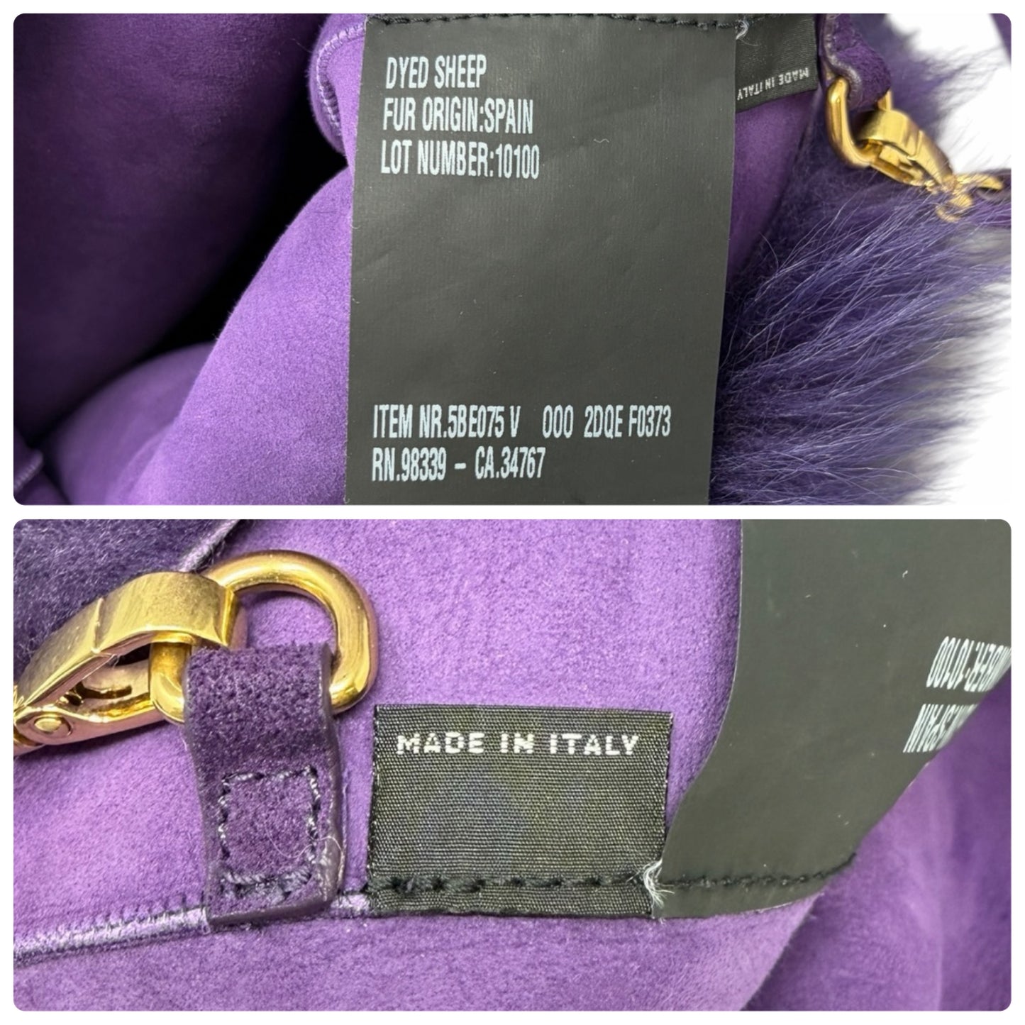 [Exclusive] miu miu Vintage Fur Charm Bag Pouch Set Purple Gold Logo 800300