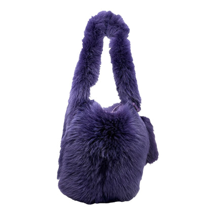 [Exclusive] miu miu Vintage Fur Charm Bag Pouch Set Purple Gold Logo 800300