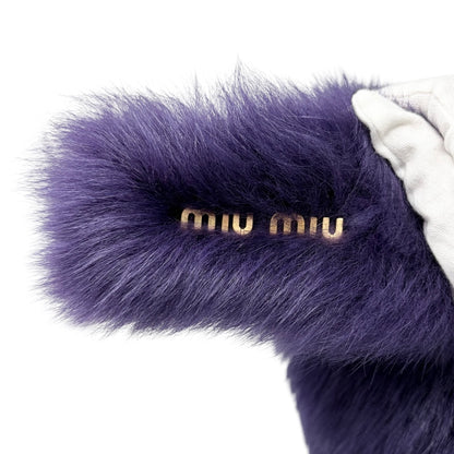 [Exclusive] miu miu Vintage Fur Charm Bag Pouch Set Purple Gold Logo 800300