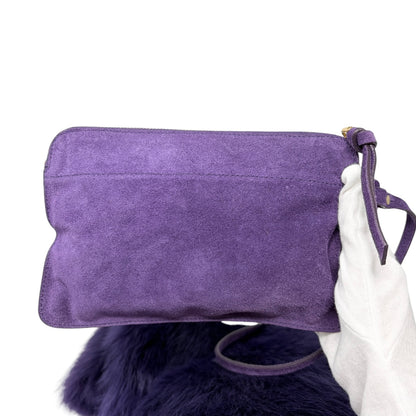 [Exclusive] miu miu Vintage Fur Charm Bag Pouch Set Purple Gold Logo 800300
