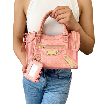 [Exclusive] Balenciaga Vintage Logo Classic City Mini Bag Pink Leather 800807