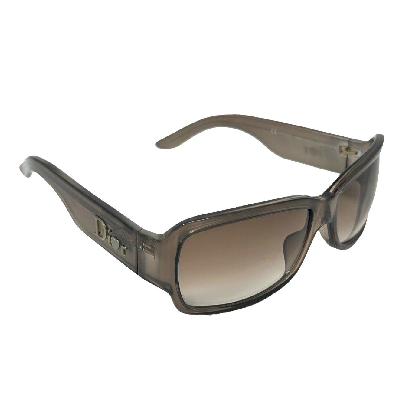 Christian Dior Vintage Logo Sunglass Shades Green Silver Plastic Heart Accessory