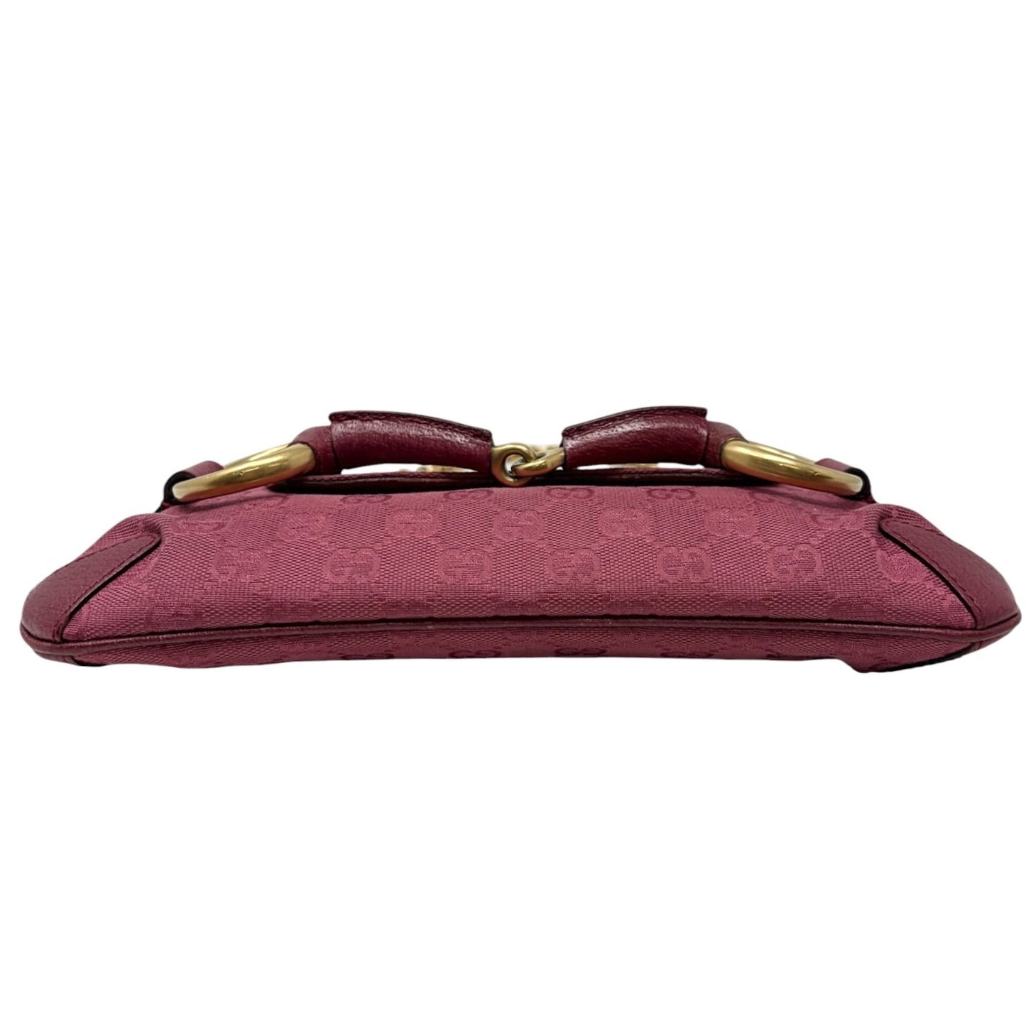 GUCCI Vintage GG Monogram Horsebit Chain Shoulder Bag Pochette Pink 901818