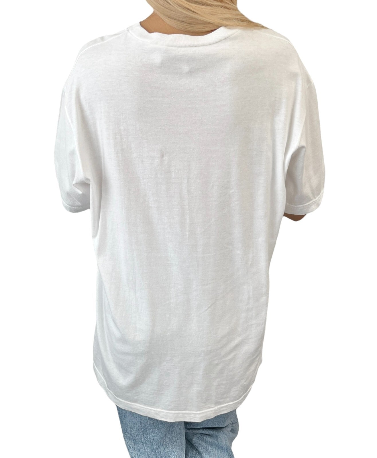 FENDI Vintage Big Logo Oversized T-shirt #42 Short Sleeve Top White Black Cotton