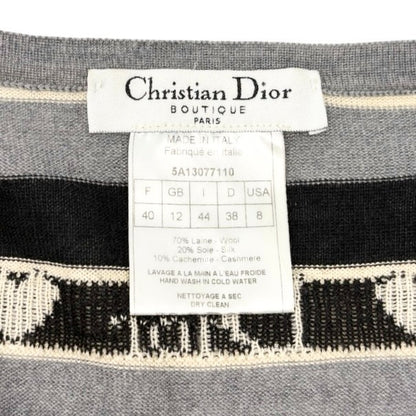 Christian Dior Vintage 2005 Stripe Heart Cardigan Top #40 Gray Ivory 902838