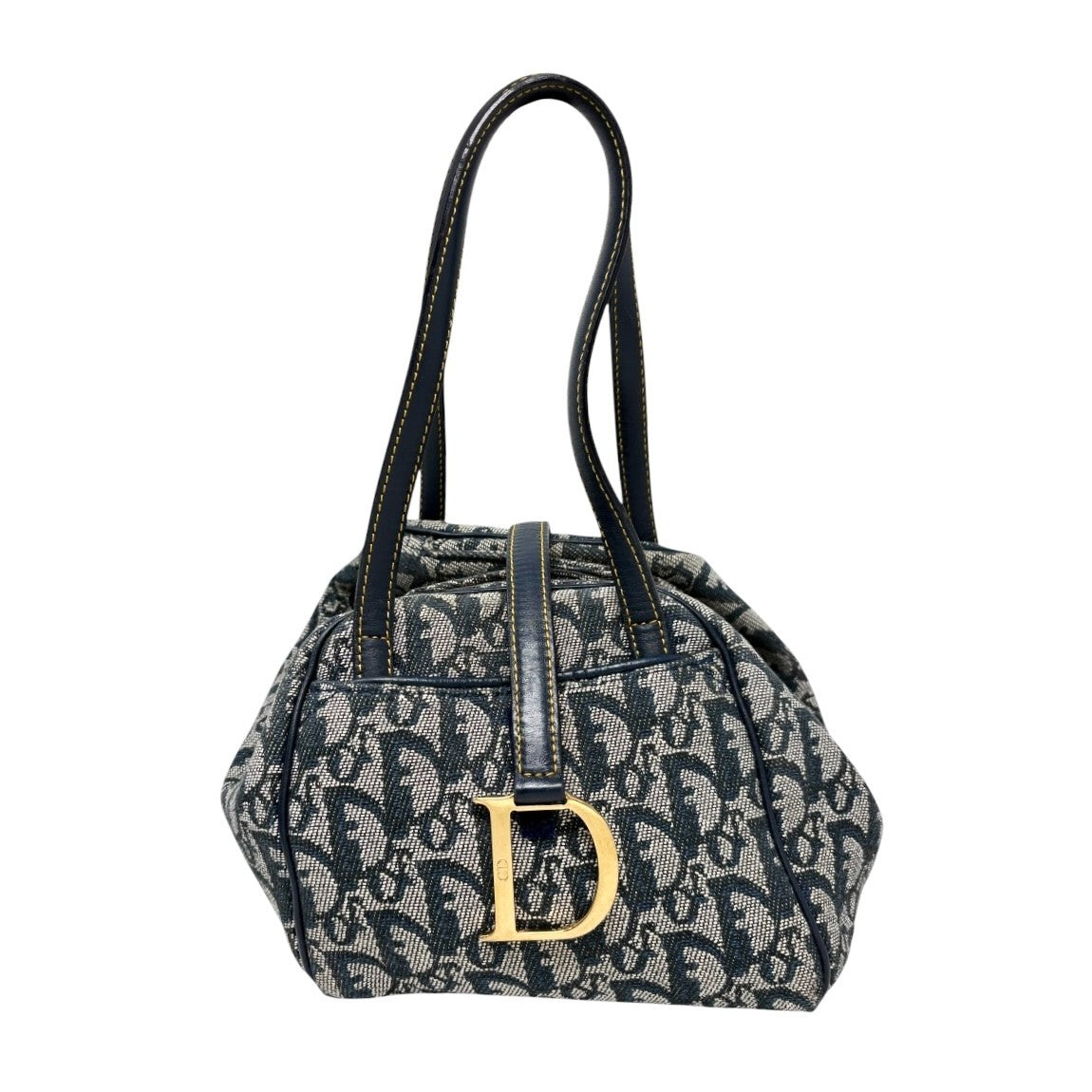 Christian Dior Vintage 2001 Trotter Monogram Mini D Charm Bag Handbag Blue 90128