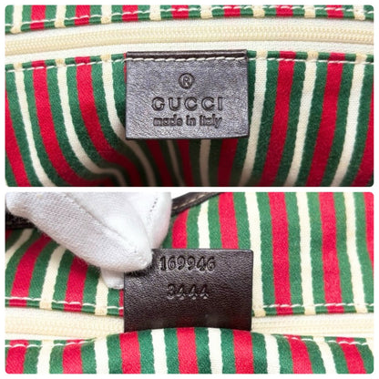 GUCCI Vintage GG Monogram Tote Shoulder Bag Brown Beige Canvas Leather 902323