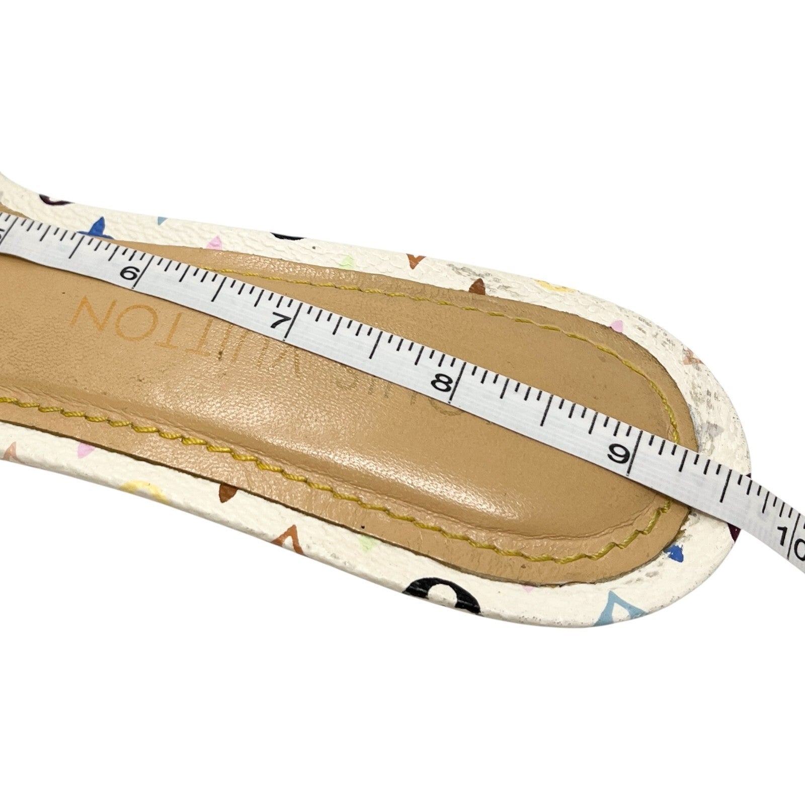 LOUIS VUITTON Vintage Multicolor Monogram Sandals Heels #37.5 White Leather