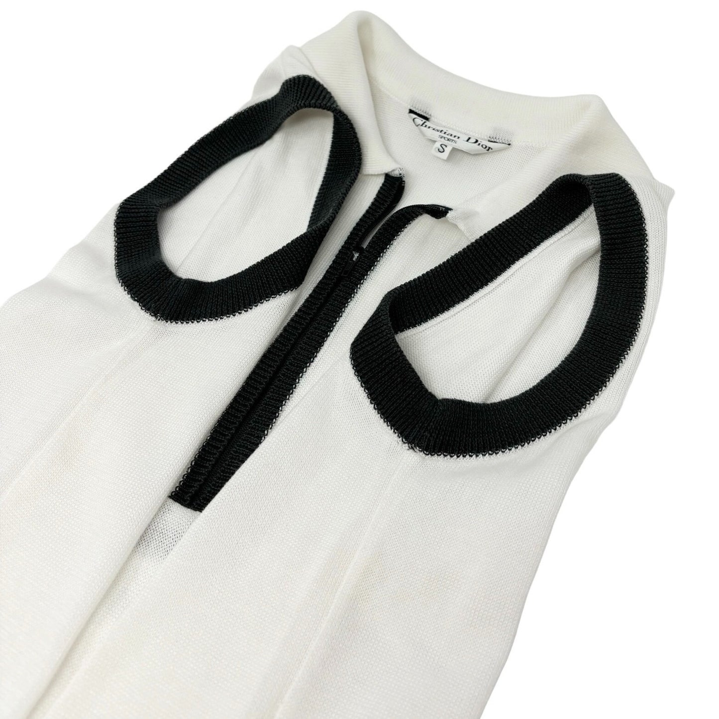 Christian Dior Sports Vintage Big Logo Sleeveless Top #S White Cotton Rank AB
