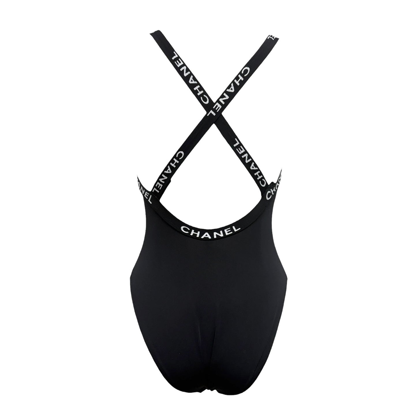 CHANEL Vintage CC Logo Swimwear Swimsuit One-piece #38 Black Nylon 902302