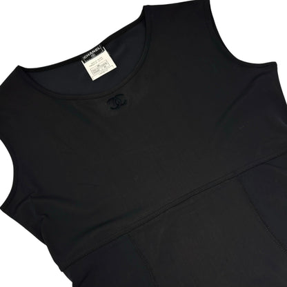 CHANEL Vintage 96C CC Loco Stitch Sleeveless Dress One-piece #40 Black 901286