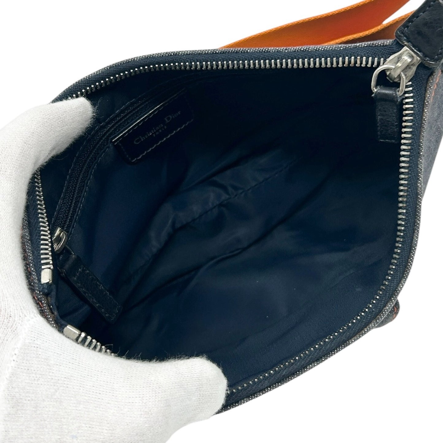 Christian Dior Vintage 2005 Flight Line Trotter Monogram Logo Shoulder Bag Blue