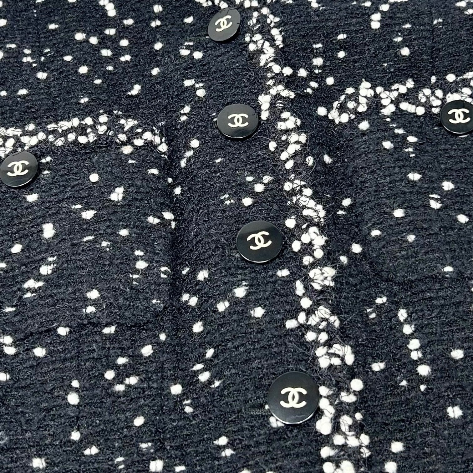 CHANEL Vintage 95A CC Logo Tweed Jacket Blazer #40 Black Wool Long Sleeve