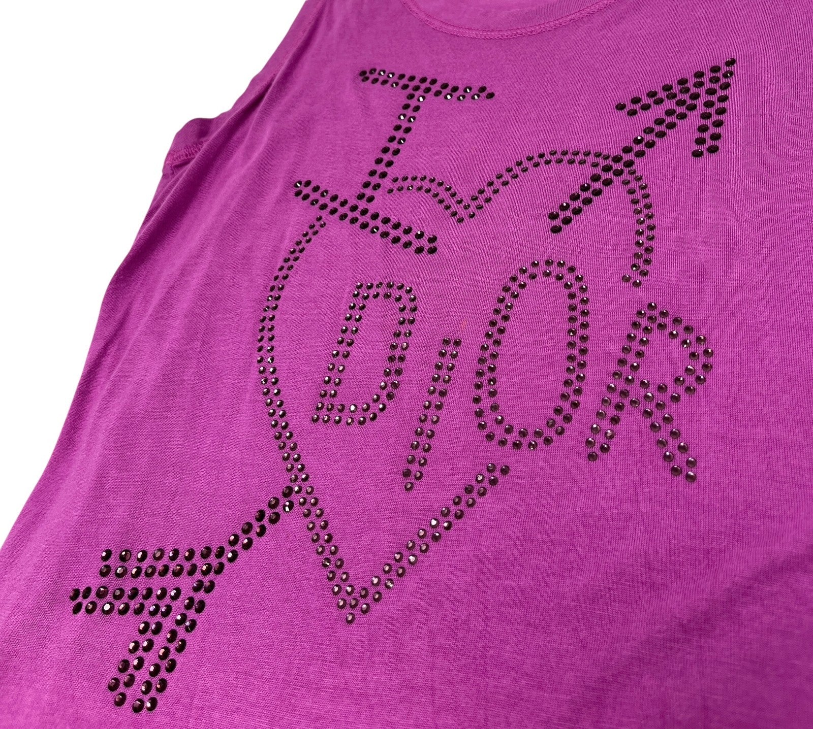 Christian Dior Vintage 2004 Logo Tank Top #36 Rhinestone Pullover Purple Viscose