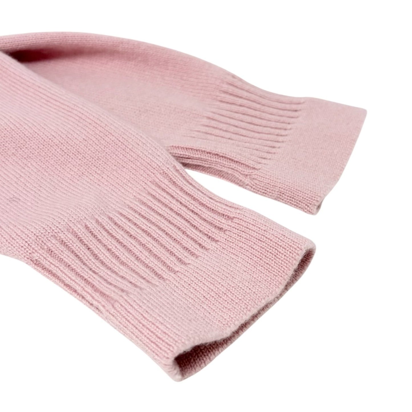 CHANEL Vintage CC Logo Turnlock Cashmere Ribbed Sweater Top #36 Pink 902225