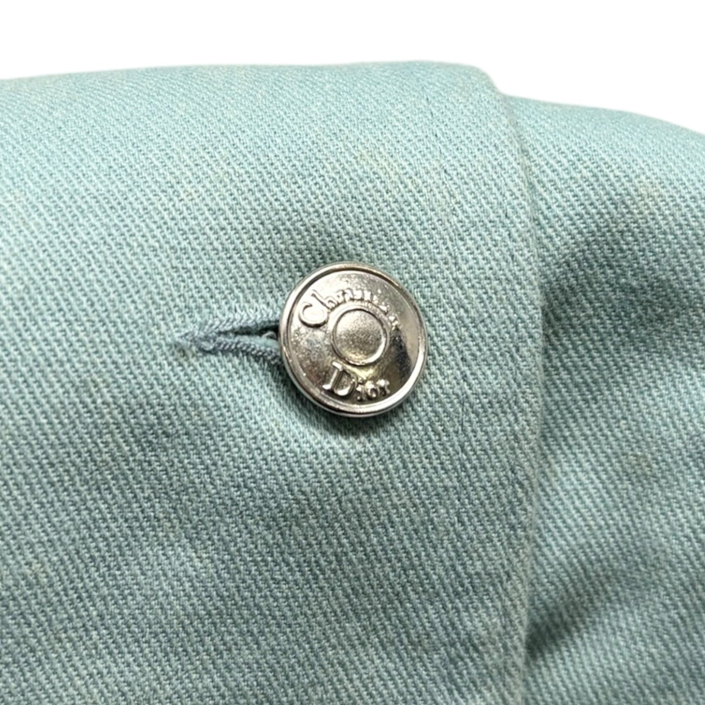 Christian Dior Vintage 2001 J'ADORE Logo Denim Twill Jacket #36 Blue Yellow