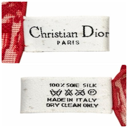 Christian Dior Vintage Logo Trotter Monogram Silk Scarf Wrap Red 902068