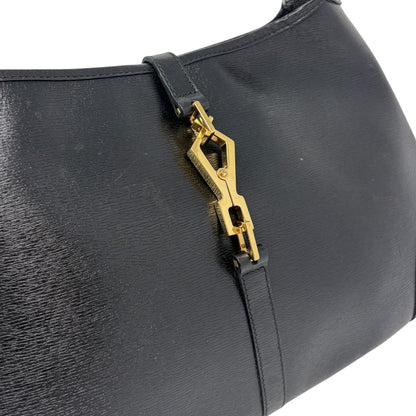 GUCCI Vintage Bamboo Jackie Hobo Shoulder Bag Black Gold Leather 902385